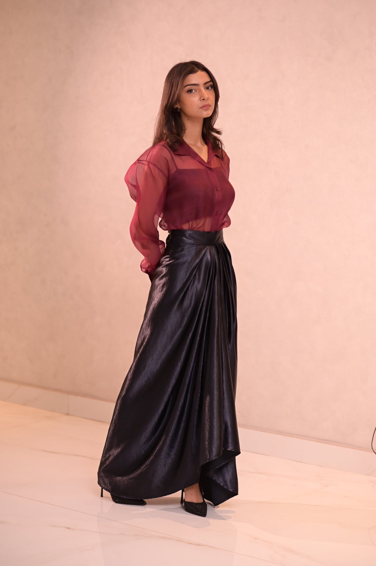 ORGANZA SHEER BUTTONED SHIRT